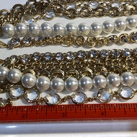 Vintage OPC Multi Strand Necklace Detachable Strands Rhinestone Faux Pearl - Picture 5 of 9